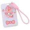 Portatarjetas push-and-pull con estampado de dibujos animados lindo estilo crema para tarjetas de estudiante, tarjetas de acceso y funda protectora para cordón de foto de ídolo