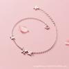 Pulsera de Plata S925 para Mujer Pulsera de Flor Mariposa Pequeña Mariposa Flor de Cinco Pétalos Pieza de Cola Joyería de Mano S3911