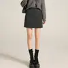 Saia de lã laranja-marrom para mulheres, novo modelo outono 2026, cintura alta, saia curta evasê emagrecedora, caimento justo, estilo sexy, bodycon