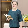 Ropa de Verano para Mujeres Mayores Camiseta Fina para Mujer Top de Manga Media para Mamá Traje de Verano para Mujeres Mayores Abuela
