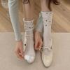 Calcetines de Lunares para Mujer Verano Finos de Media Caña Calcetines de Boca de Burbuja Oreja Lateral Acanalados Estilo Japonés Estilo Ballet Calcetines Niñas