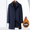 Casaco de Lã Pierre Cardin Masculino Comprimento Médio Inverno Casaco de Caxemira Casual Coreano Casaco de Lã Engrossado