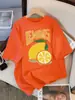 Camiseta Feminina com Estampa de Limão Fresco Casual Oversized Algodão Respirável Manga Curta Xadrez Gola O