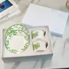 Conjunto de Xícara e Pires para Café de Porcelana Óssea Família H Criativa Xícara de Chá com Pires Doméstico Simples Cerâmica para Chá Perfumado Atacado Transfronteiriço
