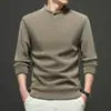 Moletom Sherpa de Botão Único, Dupla Face, Masculino, Outono/Inverno, Novo Estilo, Gola Henley, Com Lã, Espessura Extra, Roupa Exterior, Camada Interna, Top