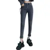 Jeans Skinny de Lápiz Elásticos Super Elásticos Color Sólido para Mujer, Estilo Europeo y Americano, Cintura Alta, Corte Ajustado, Realzadores de Glúteos Tipo Durazno, Primavera/Verano
