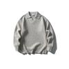 Roupas Vintage 2025 Outono/Inverno Novo Estilo Coreano Cor Sólida Gola Canelada Suéter Masculino Estilo Old Money Tricô Polo