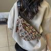 Bolsa de Peito Estilo Étnico Bolsa de Peito Xadrez Feminina 2024 Outono Nova Bolsa Pequena de Viagem Bolsa de Feira Noturna