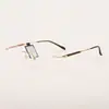 Gafas sin montura, Lentes planas, Monturas semi-titanio, Monturas metálicas, Unisex, Populares en línea, Se pueden personalizar con lentes graduadas, Ultra-claras, para miopía 6107