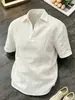 Camisa Polo de Lino de Manga Corta Estilo Old Money para Hombre, Camiseta Casual Delgada de Verano para Niños, Top de Algodón y Lino para Adolescentes, Moderno