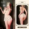 Lencería de Amistad Naranja Camisón Puro Deseo Encaje Sexy Tentación Cuello Halter Transparente Pecho Pequeño Pijama de Una Pieza A886