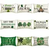 Calle irlandesa transfronteriza. Funda de almohada de lino con estampado de trébol del Día de San Patricio funda de almohada de césped de la suerte para sofá