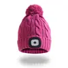 Gorro de Punto con Luz LED, Forro de Pompón y Forro Polar, Gorro Caliente con Luz, Gorro Caliente de Iluminación para Exteriores de Invierno
