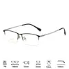 Armazón de Gafas Cuadrado de Media Montura de Aleación de Titanio Ultraligero para Hombre, Estilo de Negocios, Gafas Ópticas Elegantes, Armazón de Gafas para Miopía con Filtro de Luz Azul