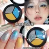 Sombra de Ojos de Colores Maquillaje Escénico para Estudiantes Azul Verde Morado Especial Paleta de Sombras de Ojos Tricolor Perlada Maquillaje Brillante para Actuaciones