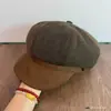 Gorra octogonal de tweed con bloques de color para mujer, boina británica que hace el rostro más pequeño para salidas sin maquillaje, protección solar, calidez, gorra de repartidor