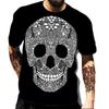Direto da Fábrica Nova Camiseta Estilo Punk Halloween Horror Estampa de Caveira Manga Curta Espada Impressão 3D