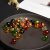 Cuentas de Cristal al por Mayor con Estampado Dorado, Cuentas Redondas con Estampado Dorado, Cristal Amarillo, Cristal Blanco, Imágenes Grabadas Personalizadas