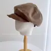 Gorra de Boina Melanoid Retro con Parches de Gamuza y Patrón de Cocodrilo de Cuero PU para Mujer, Otoño Invierno, Viaje, Gorra de Pico de Pato, Gorra de Equitación