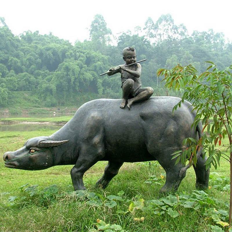 牧童骑黄牛铜像大型雕塑