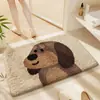 Tapete de Chão Absorvente de Água para Banheiro Imitação de Caxemira, Tapete de Pelúcia com Desenho Animado Fofo, Tapete de Pé Antiderrapante para Banheiro e Entrada do Banheiro