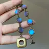Pulseira de Metal Azul Desgastado Vintage Retrô Luxo Leve Personalidade Única Versátil Joia Pulseira Acessórios Femininos
