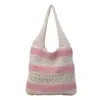 Bolso de Mano con Diseño Rayado Hueco Simple Transfronterizo Bolso de Hombro Verano Bolso Tejido de Nicho Bolso Tejido de Amazon