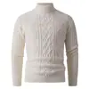 Suéter de cuello alto grueso para otoño e invierno, top de punto de moda con patrón de trenzas, jersey cálido y transpirable, camiseta básica cómoda