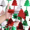 Cortina de Porta em Formato de Árvore de Natal de 2m Decoração de Festa de Natal Cortina de Chuva Brilhante Vermelho Prata Verde Árvore Pequena Franja Cortina de Fundo