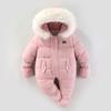 Ropa de bebé transfronteriza invierno cuello de piel caqui ropa de escalada bebé acolchado cálido fabricantes de mamelucos de bebé