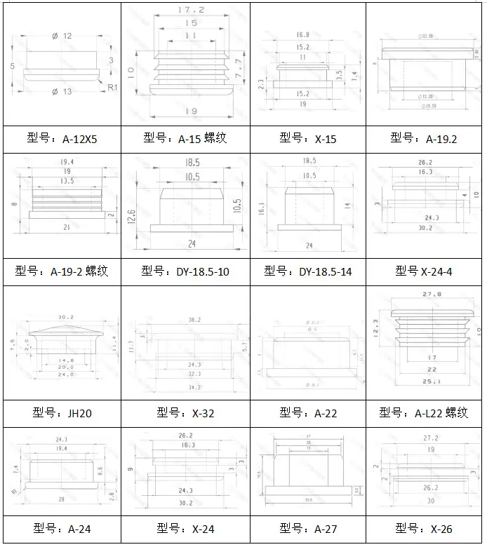 管螺纹硅胶塞详情页尺寸图2