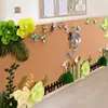 Flores de Papel Verde para Jardín de Infancia, Mariposas, Flores de Loto, Hojas de Loto Tema Pizarra Decoración de Pared Pegatinas, Materiales de Decoración Ambiental