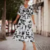 Novedades Primavera y Verano 2026 Ebay Amazon Más Vendido Sitio Independiente Más Vendido Transfronterizo Europeo y Americano Vestido de Cuello en V con Mangas Abullonadas