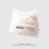 Gorro de Peluche para Mujer con Orejas de Oso Lindas, Gorro de Lana Engrosado Cálido para Protección de Orejas, Circunferencia de Cabeza Grande, Gorro de Punto Baotou Versátil