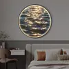 Estrellas y Mar Pintura Decorativa Redonda para Vestíbulo Pintura Iluminada con LED Estilo Lujo Ligero Pintura Colgante de Mesita de Noche Pintura de Pared de Fondo para Pasillo