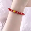 Pulseira de Cinábrio Natural, Pulseira de Realgar para o Ano de Nascimento, Contas Voadoras Amarelas e de Transferência Próspera para Homens e Mulheres, Areia Púrpura Dourada de Alto Teor