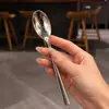 Colher Redonda Pequena de Aço Inoxidável Colher de Café Celebridade da Internet Colher para Mexer Mel Colher Doméstica para Crianças Colher de Tempero Colher para Sorvete Sobremesa