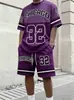 Conjunto de Dos Piezas de Camiseta con Estampado Numérico 3D y Shorts de Verano para Hombre, Sencillo, Casual, Moderno