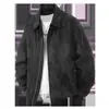 Chaqueta de gamuza de moda transfronteriza para hombre, a prueba de viento, resistente al desgaste, corte holgado, estilo hombro caído, a la moda, talla grande, con cuello de solapa y cremallera