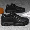 Sapatos Masculinos 39-46 Todo Preto Treinamento Sapatos de Treinamento para Exterior Patrulha Segurança Casual Duty Impermeável e Resistente a Manchas Sapatos de Trabalho para Homens