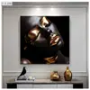 Pintura Decorativa para Vestíbulo Estilo Europeo y Americano, Pintura Colgante Frente al Pasillo de la Puerta, Arte de Pared Figura Artística de Belleza Negra y Dorada