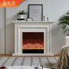 Mueble de TV para Chimenea Estilo Francés de 1.8/2.2/ 2.4m Hecho de Madera Maciza para Uso Doméstico en la Sala de Estar con Decoración de Llama Simulada y Calefacción Eléctrica