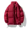 Casaco de algodão grosso de inverno para homens, jaqueta de algodão de corte solto, casaco moderno com gola alta, jaqueta puffer para casais, blusa versátil de cor sólida, casaco de algodão