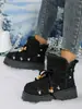 Botas Curtas Quentes de Solado Grosso para Mulheres 2025 Novas Exportação Europeia e Americana Transfronteiriça Tamanho Grande Botas de Neve Camurça Cadarço Grandes Botas de Algodão