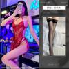 Lencería Sexy de Noche, Bata de Noche con Encaje de Pestañas, Uniforme, Belleza Estilo Chino, Cheongsam Retro Transparente con Cordones, Bata de Noche con Cordones