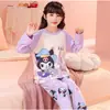 Pijama de Pez Payaso para Niñas, Conjunto de Pantalones Largos de Manga Larga para Niños Primavera y Otoño, Ropa de Casa Linda de Dibujos Animados Estilo Otoño para Niñas