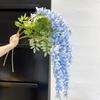 Flor de Glicina Artificial con Ramas Largas, Flor Falsa de Plástico, Flor de Seda, Planta Decorativa Colgante para Sala de Estar Interior