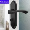 Fechadura de Banheiro Moderna Simples de Aço Inoxidável Preto Fosco Sem Chave Fechadura de Porta Interna Acessórios Fechadura de Porta de Quarto