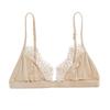 0103 Lencería europea y americana ultrafina de seda helada sexy sin aros de acero con pestañas triangulares, sujetador de copa, ropa interior transpirable para mujer