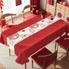Mantel de boda rojo, lavable, a prueba de aceite, impermeable, mantel de comedor, nueva cubierta festiva para mesa de té 2024, cubierta de compromiso